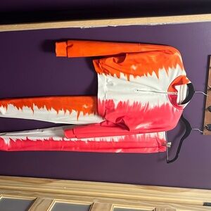 Orange & Pink crop top 2 piece set